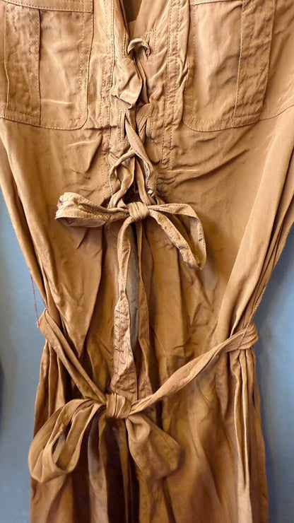 Silk Lace Up Shirtdress