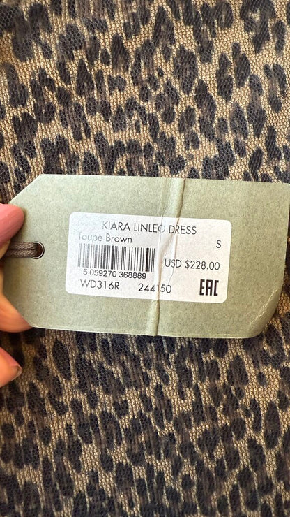 Leopard Mesh Overlay Midi Dress