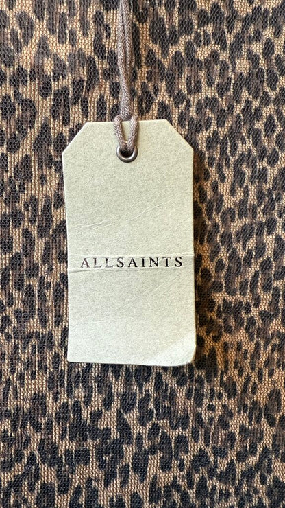 Leopard Mesh Overlay Midi Dress