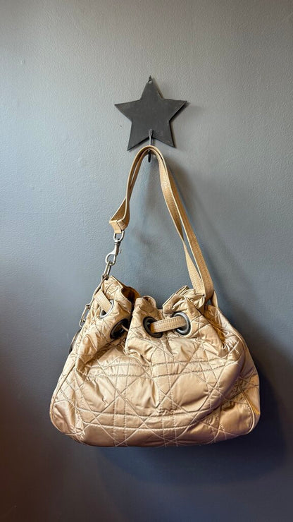 Satin Quilted Cannage Drawstring Bag