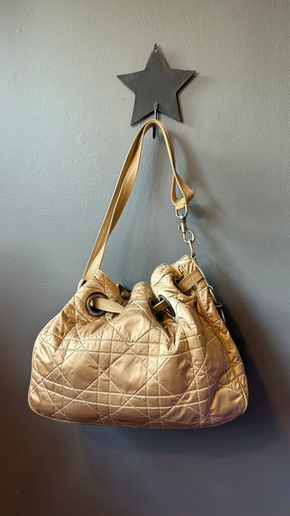 Satin Quilted Cannage Drawstring Bag