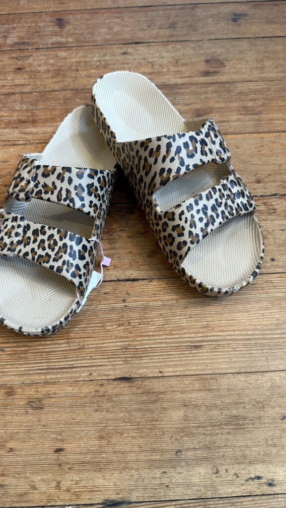 Leopard Two Strap Slide Sandals