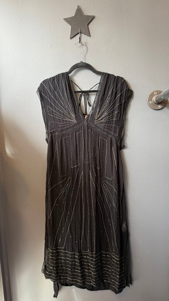 Beaded Sheer Midi Dress