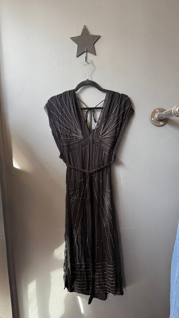 Beaded Sheer Midi Dress