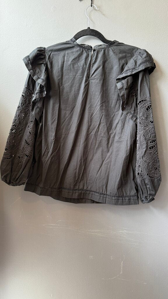 Ruffle Eyelet Sleeve Blouse