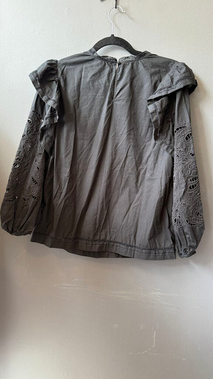 Ruffle Eyelet Sleeve Blouse