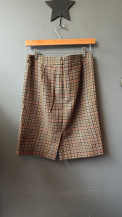 Wool Blend Houndstooth Skirt