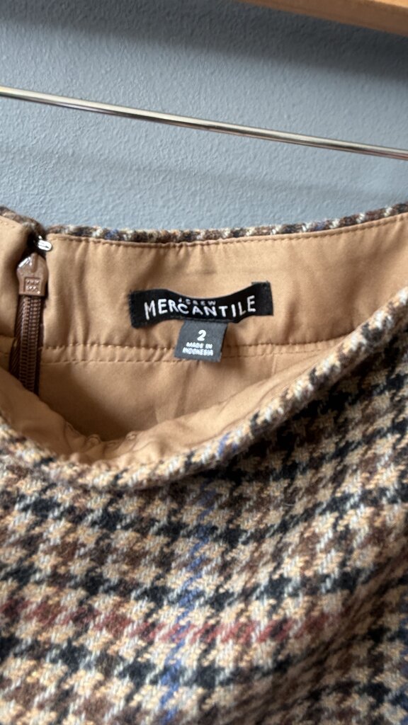 Wool Blend Houndstooth Skirt