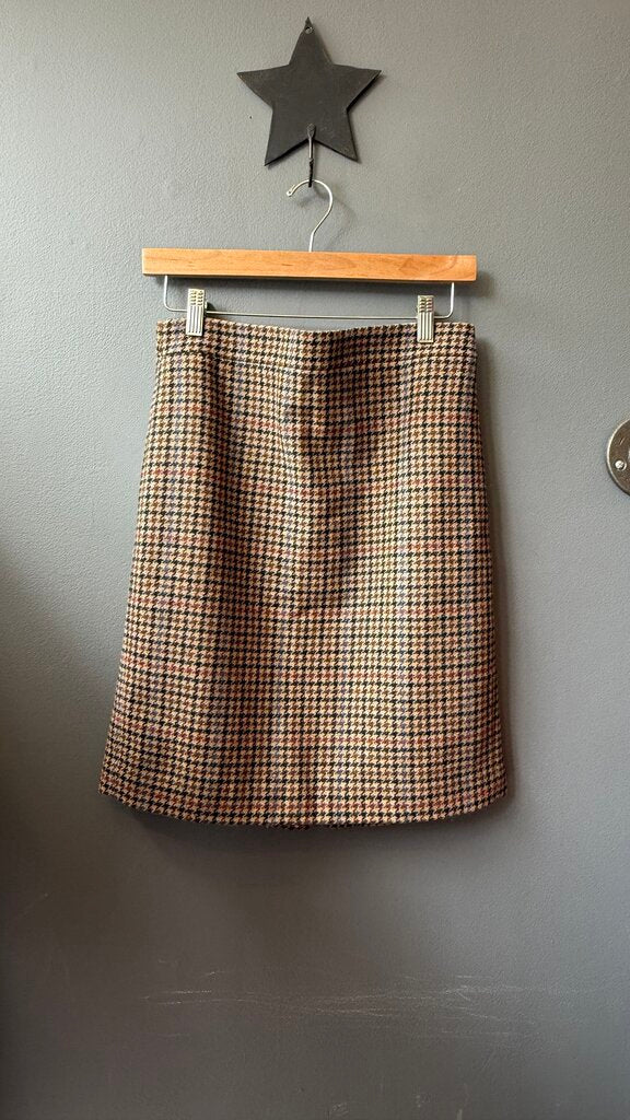 Wool Blend Houndstooth Skirt