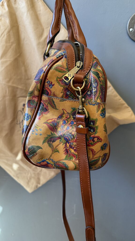 Floral Leather Satchel Crossbody Bag