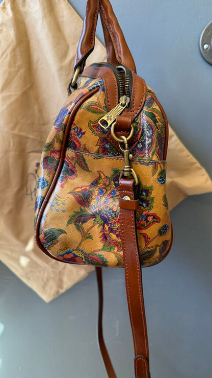 Floral Leather Satchel Crossbody Bag