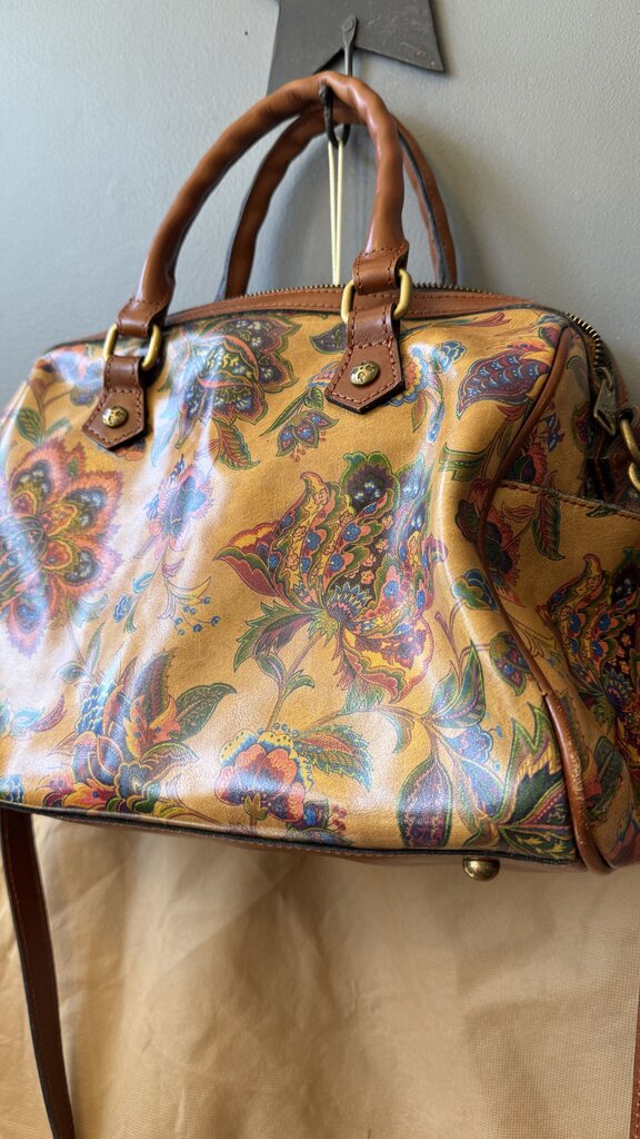 Floral Leather Satchel Crossbody Bag