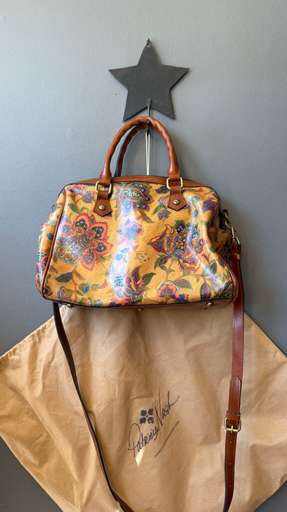 Floral Leather Satchel Crossbody Bag