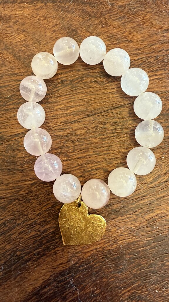 Quartz Stone Heart Stretch Bracelet
