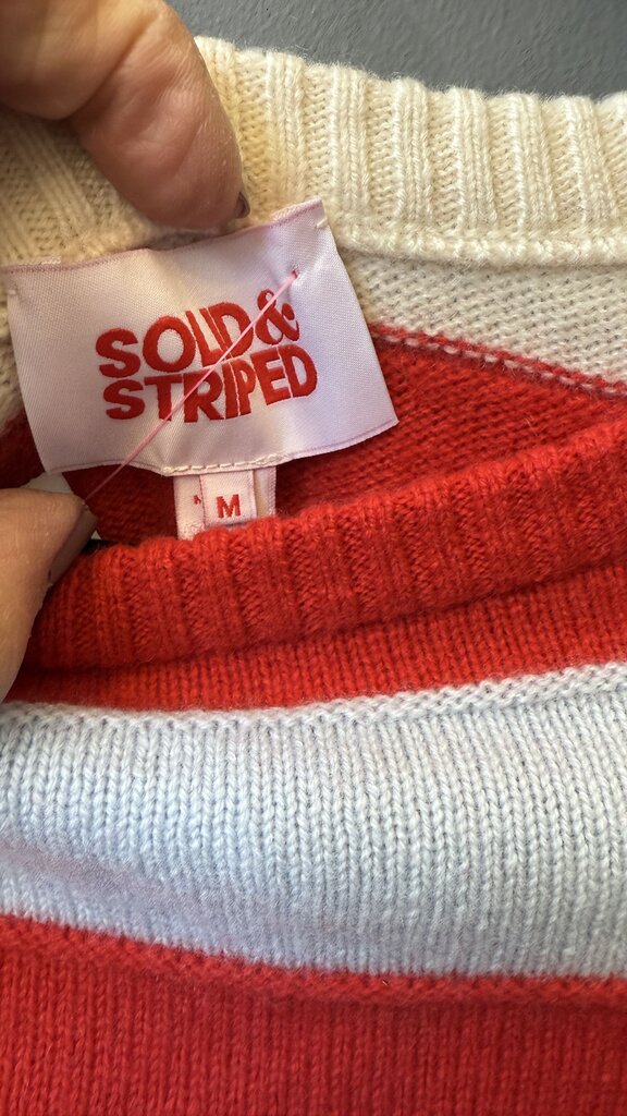 Wool Cashmere Stripe Crop Sweater