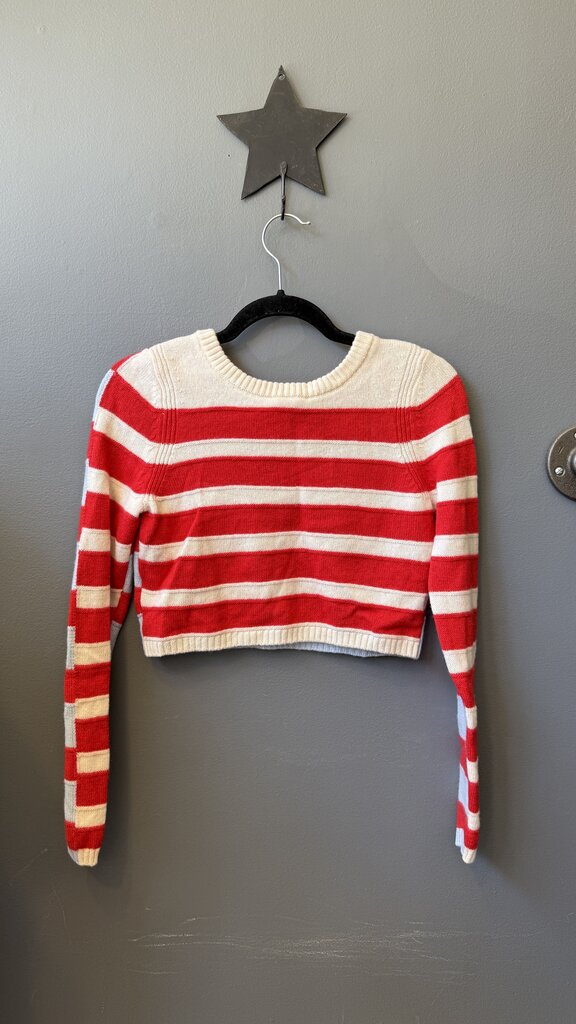 Wool Cashmere Stripe Crop Sweater