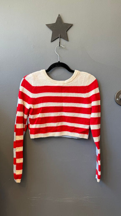 Wool Cashmere Stripe Crop Sweater