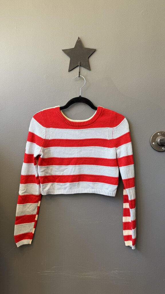 Wool Cashmere Stripe Crop Sweater