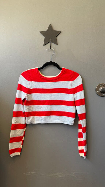 Wool Cashmere Stripe Crop Sweater