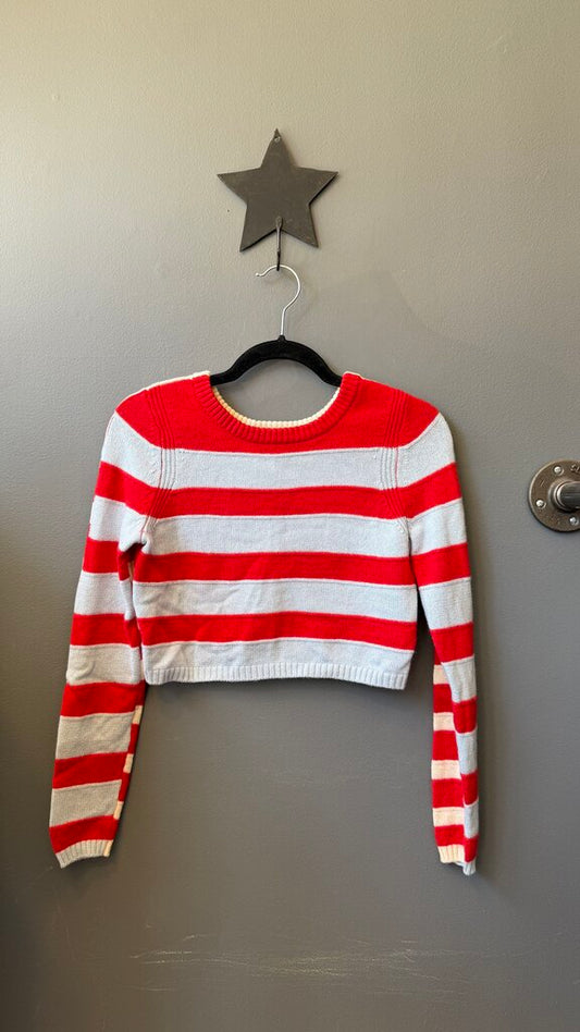 Wool Cashmere Stripe Crop Sweater