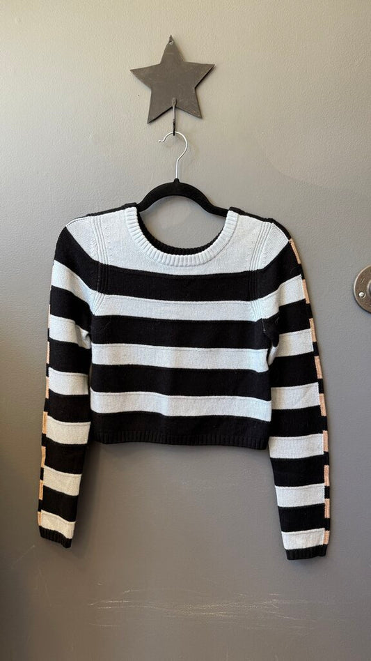 Wool Cashmere Stripe Crop Sweater