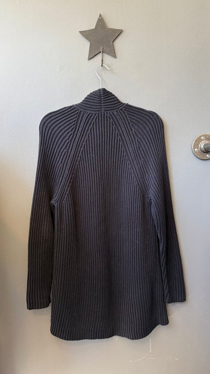 Heavy Cotton Ribbed Cardigan Sweater