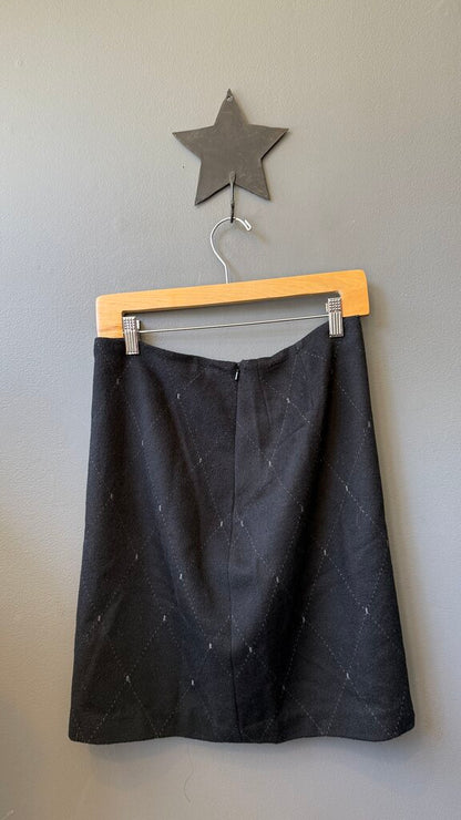 Wool Diamond Print Pencil Skirt