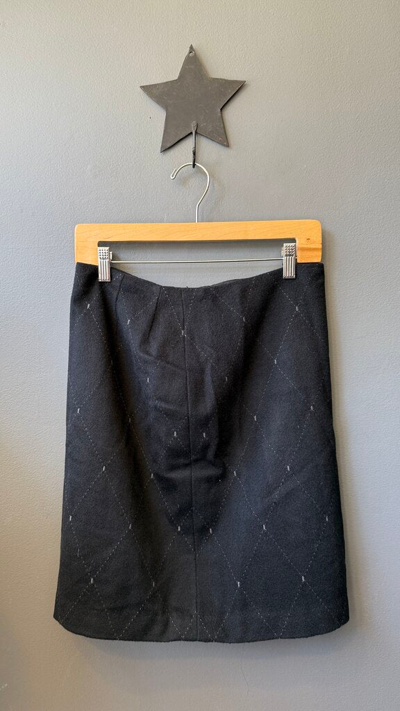 Wool Diamond Print Pencil Skirt