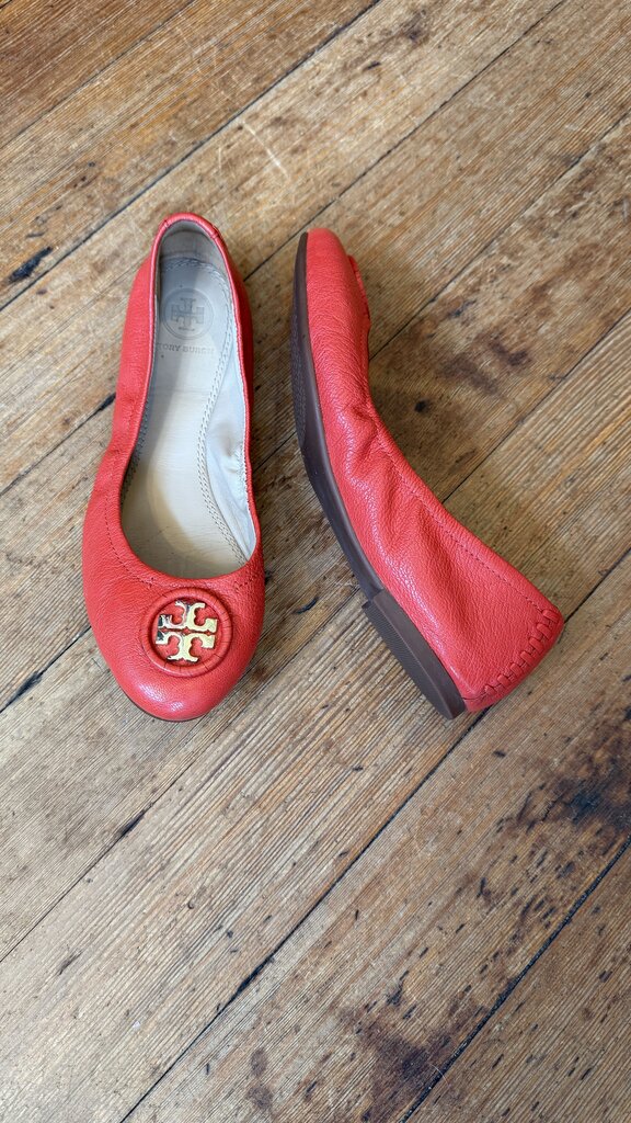 Whipstitch Leather Logo Flats