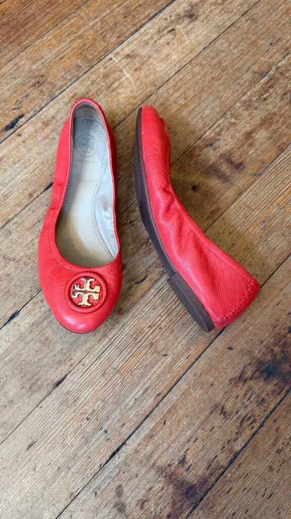 Whipstitch Leather Logo Flats