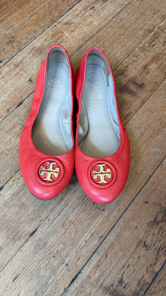 Whipstitch Leather Logo Flats