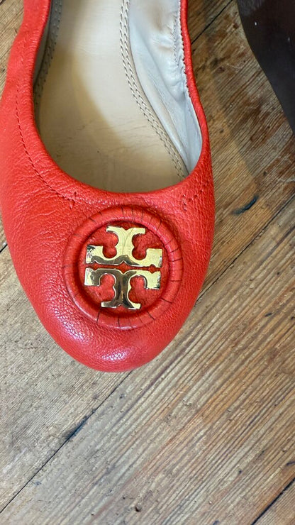 Whipstitch Leather Logo Flats