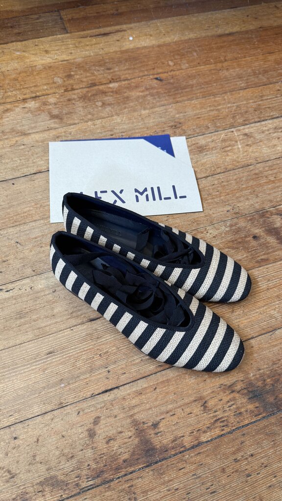 Raffia Stripe Lace Up Flats