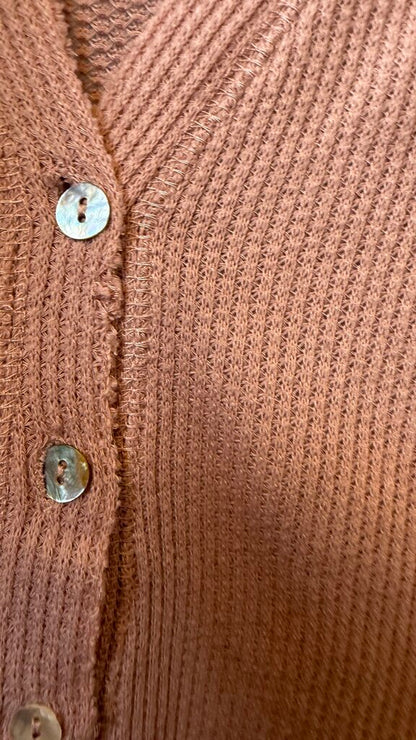 Waffle V neck Cardigan