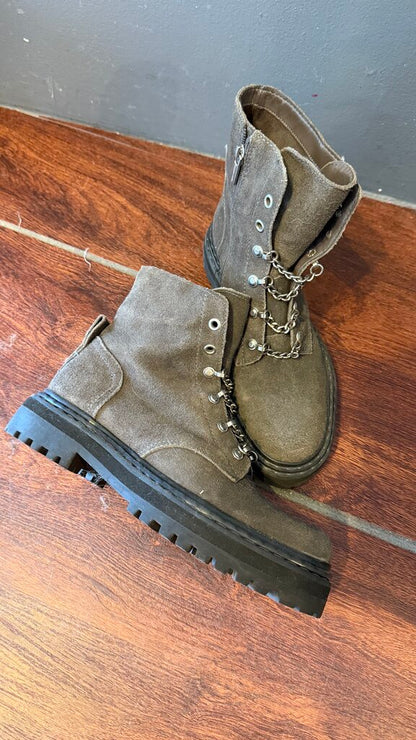 Suede Lace Up Booties