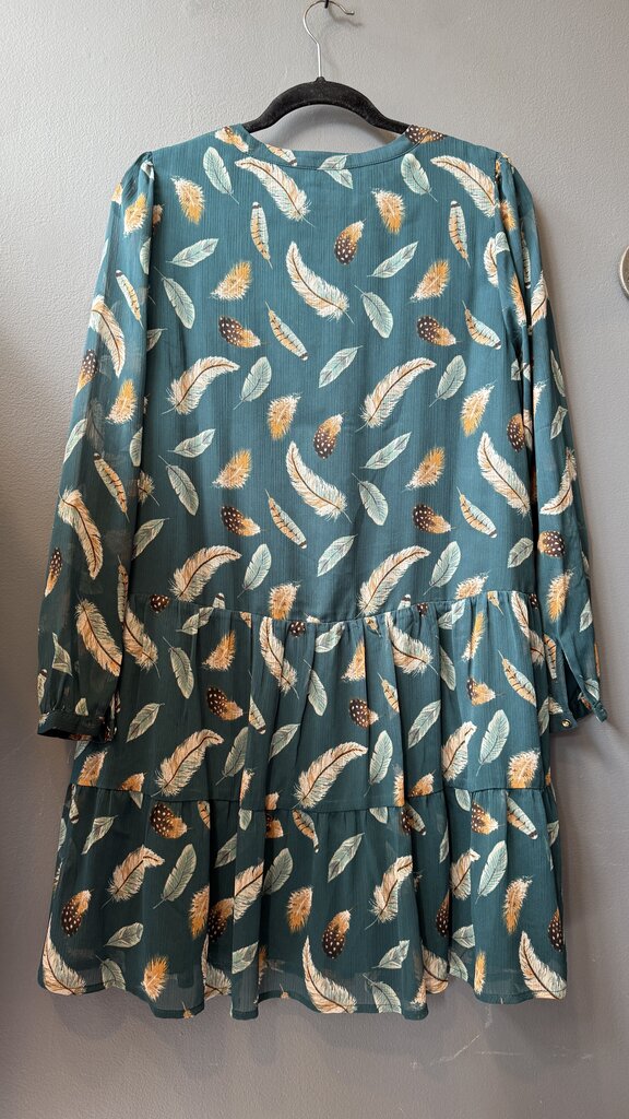 Feather Print Drop Waist Dress