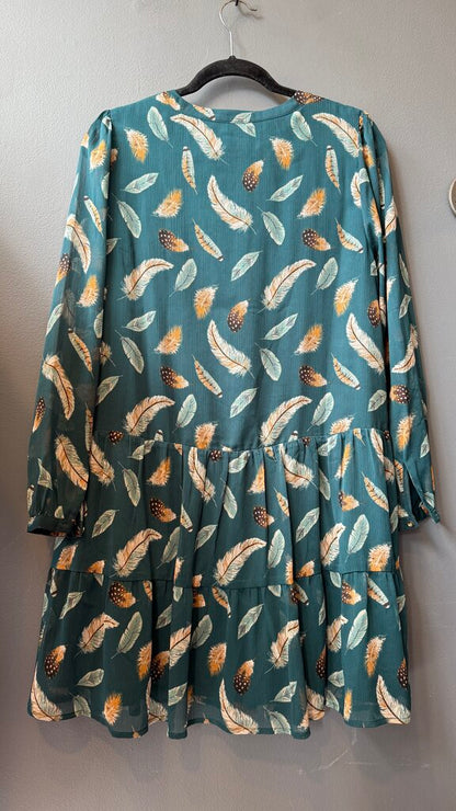 Feather Print Drop Waist Dress