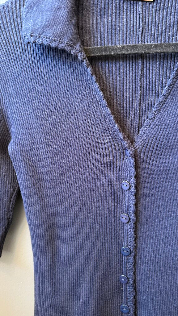 Ribbed Button Front Midi Dress