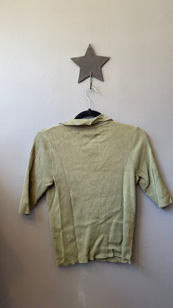 Ribbed Polo Sweater Top