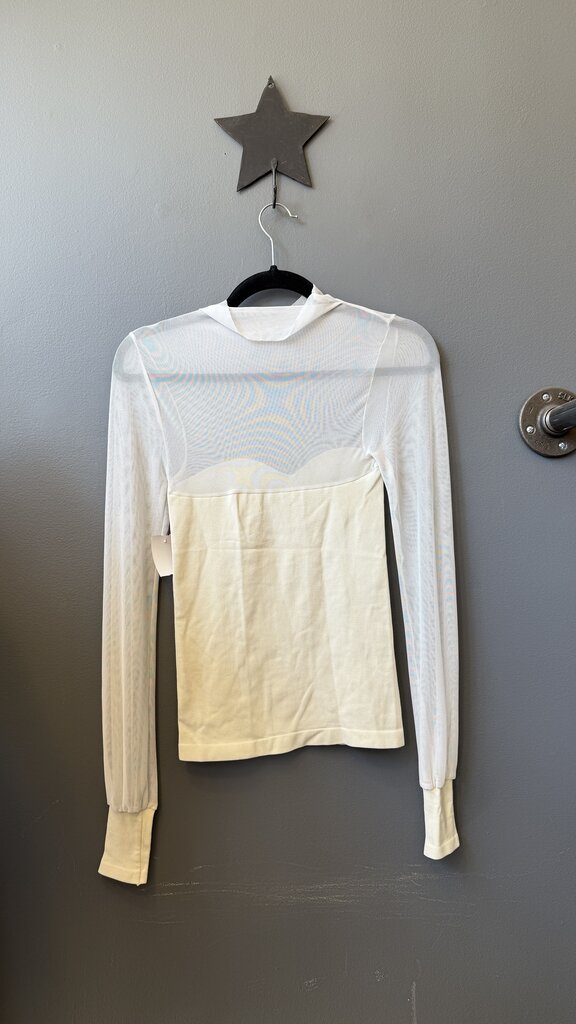 Mesh Top Ribbed Mockneck Top