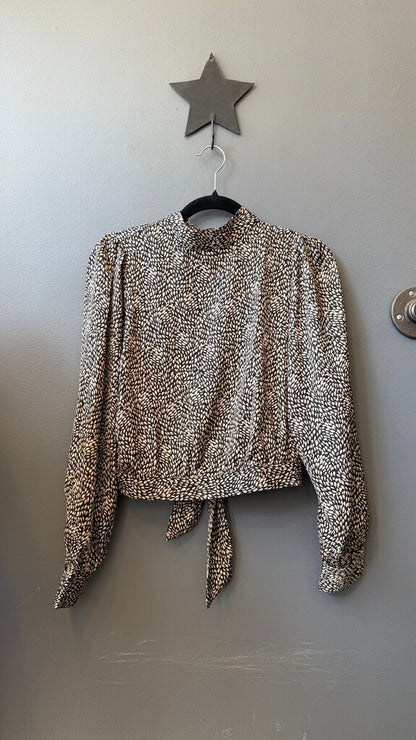 Wrap Back Mockneck Blouse