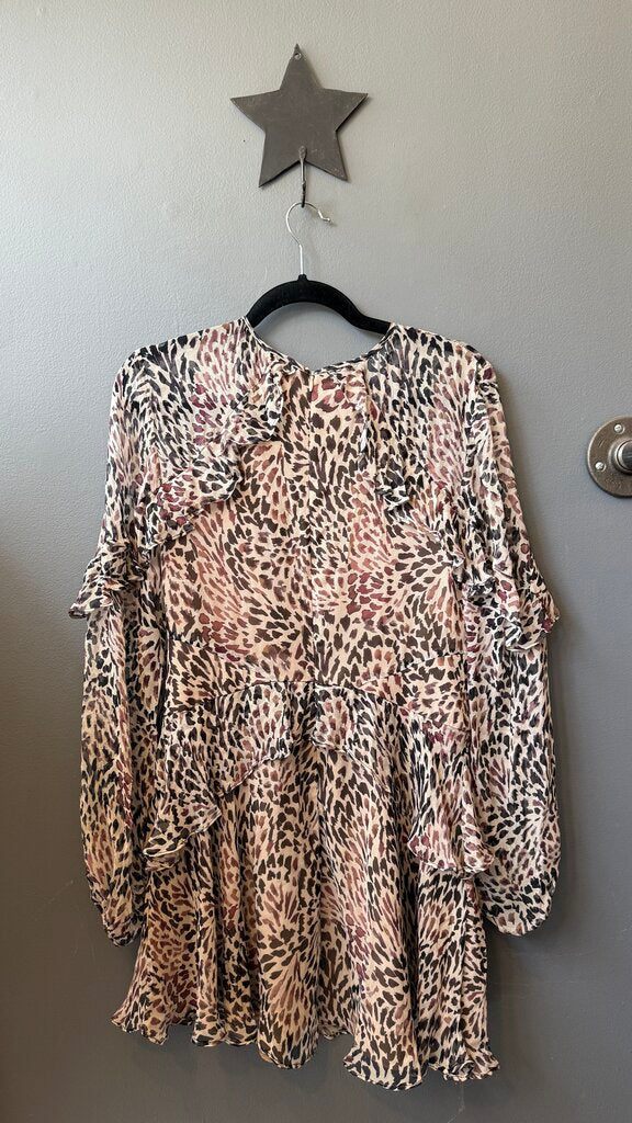 Silk Leopard Flutter Dress