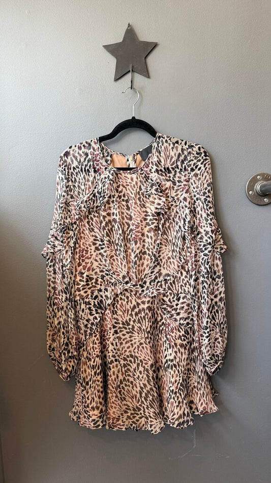 Silk Leopard Flutter Dress