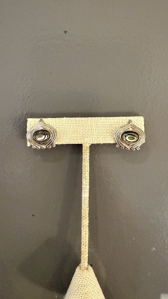 Abalone 925 Silver Clip On Earrings