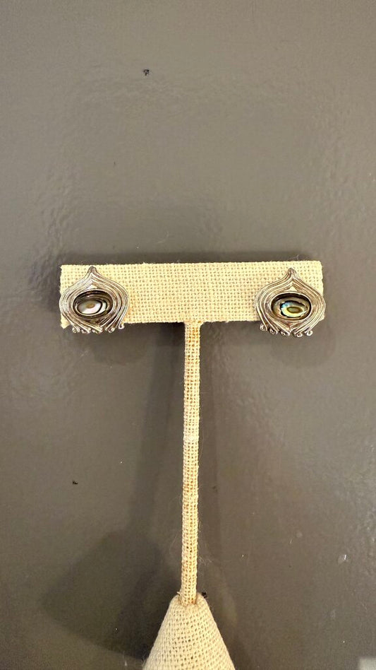 Abalone 925 Silver Clip On Earrings