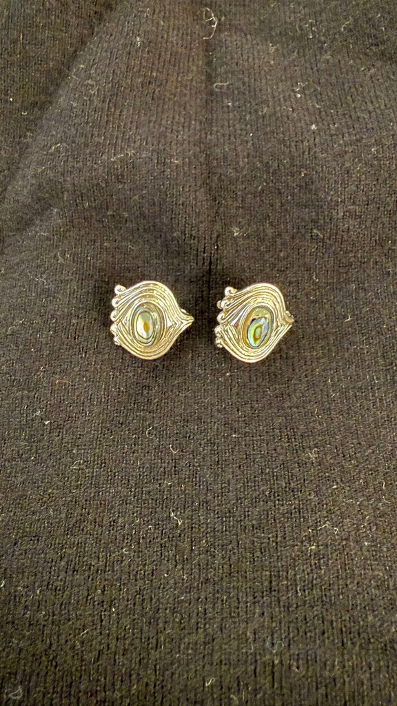Abalone 925 Silver Clip On Earrings