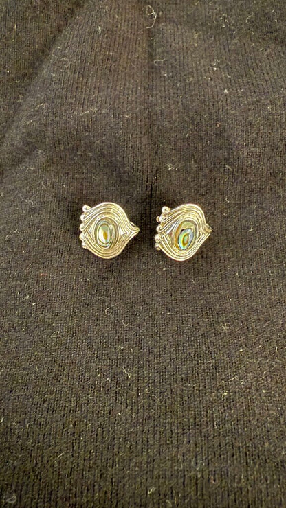 Abalone 925 Silver Clip On Earrings