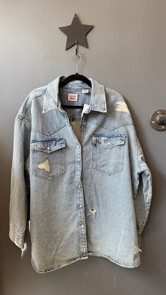 Denim Pearl Button Shacket