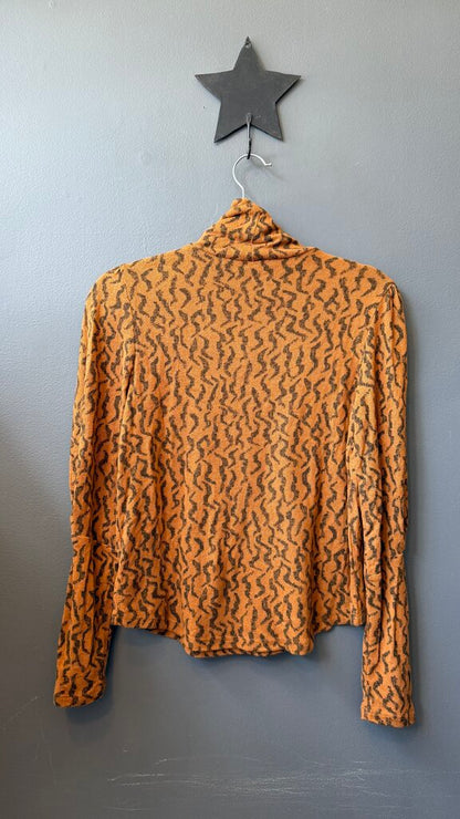 Printed Knit Turtleneck Top