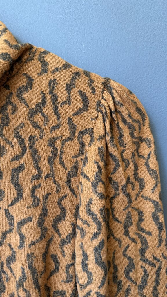 Printed Knit Turtleneck Top